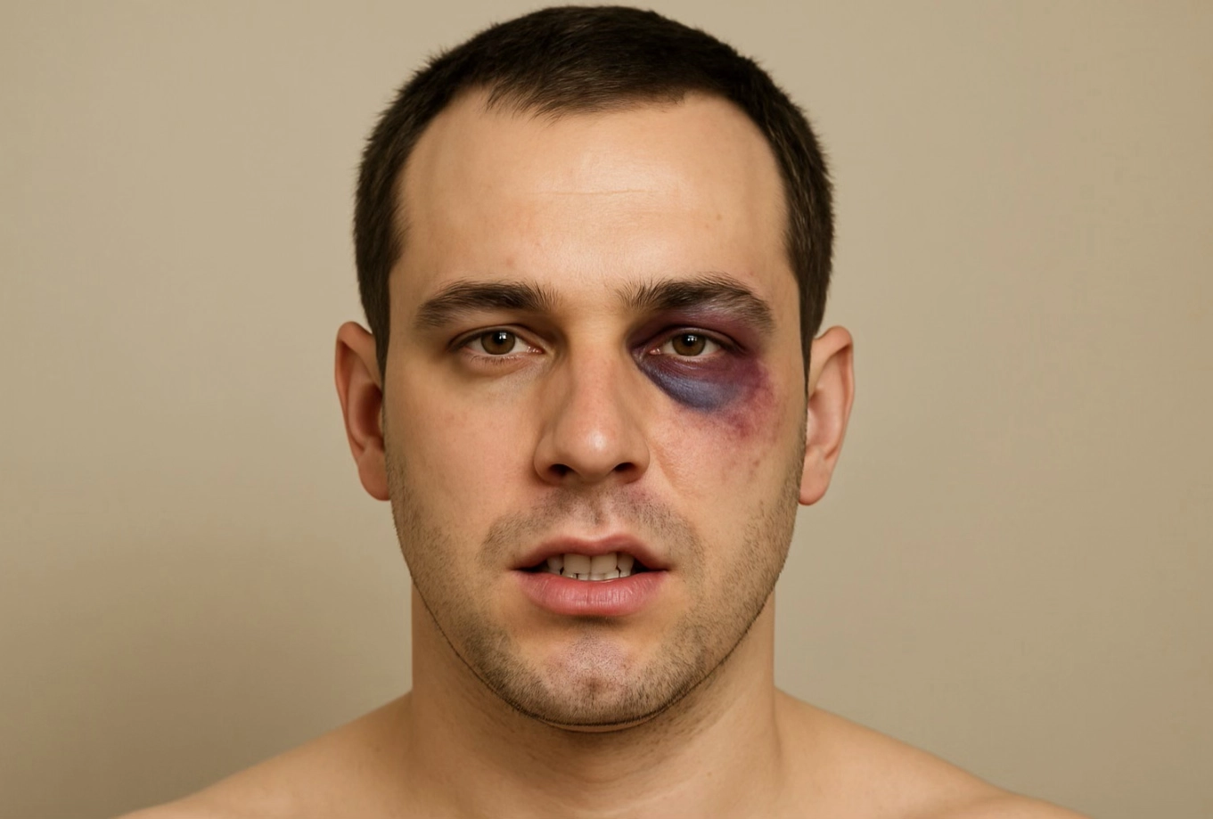 Periorbital bruising and swelling that can occur after facial trauma.